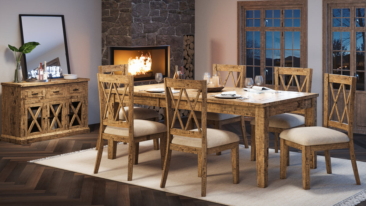 Telluride Gold Ext Dining Table w/ 4 Chairs - Ornate Home