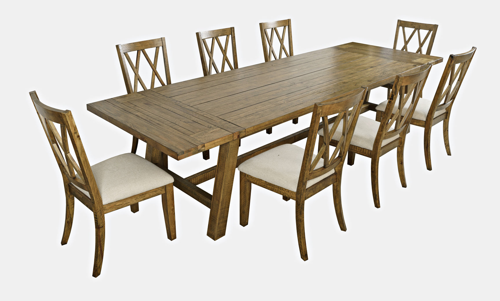 Telluride Gold Trestle Dining Table w/ 8 Chairs - Ornate Home
