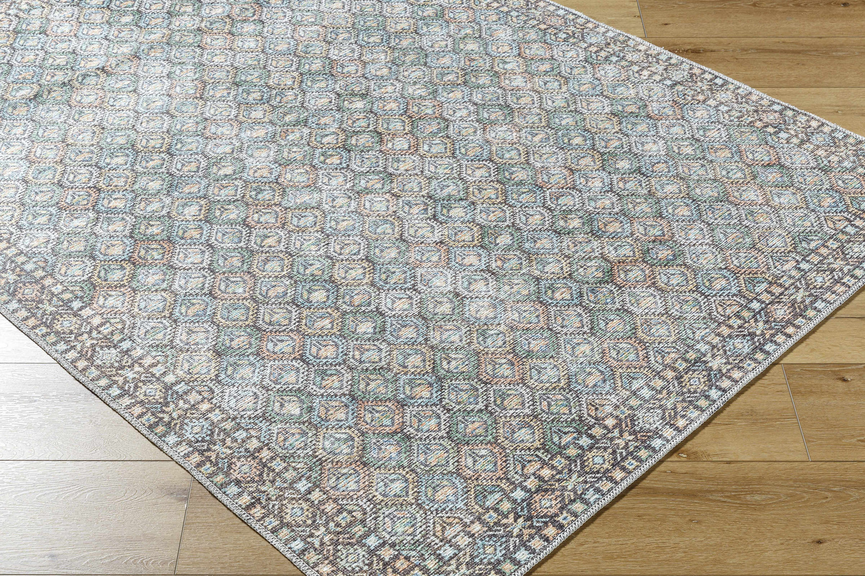 Telma Medium Green Washable Area Rug - Ornate Home