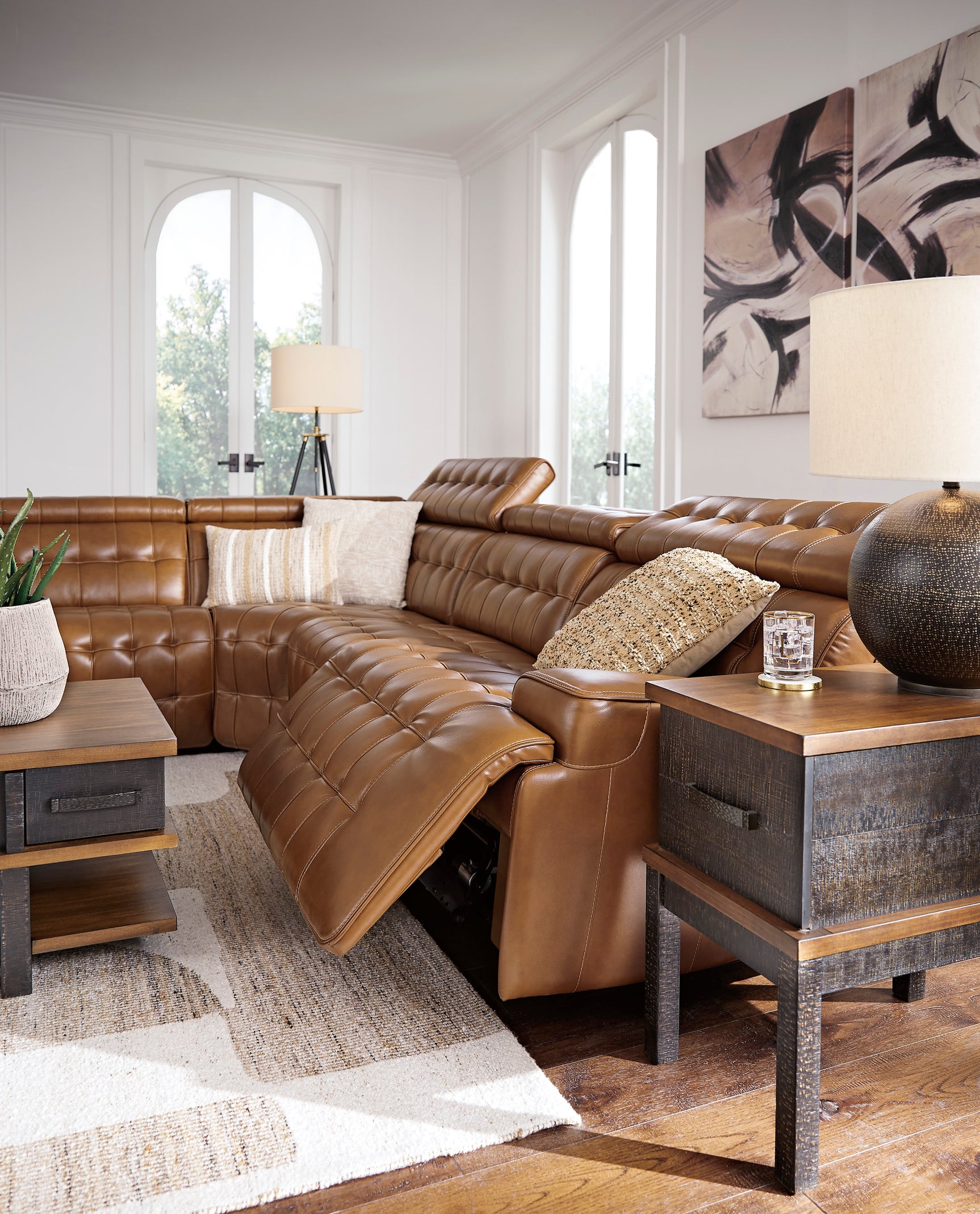 Temmpton Chocolate 5-Piece Power Reclining Sectional (Online Special Price) - Ornate Home