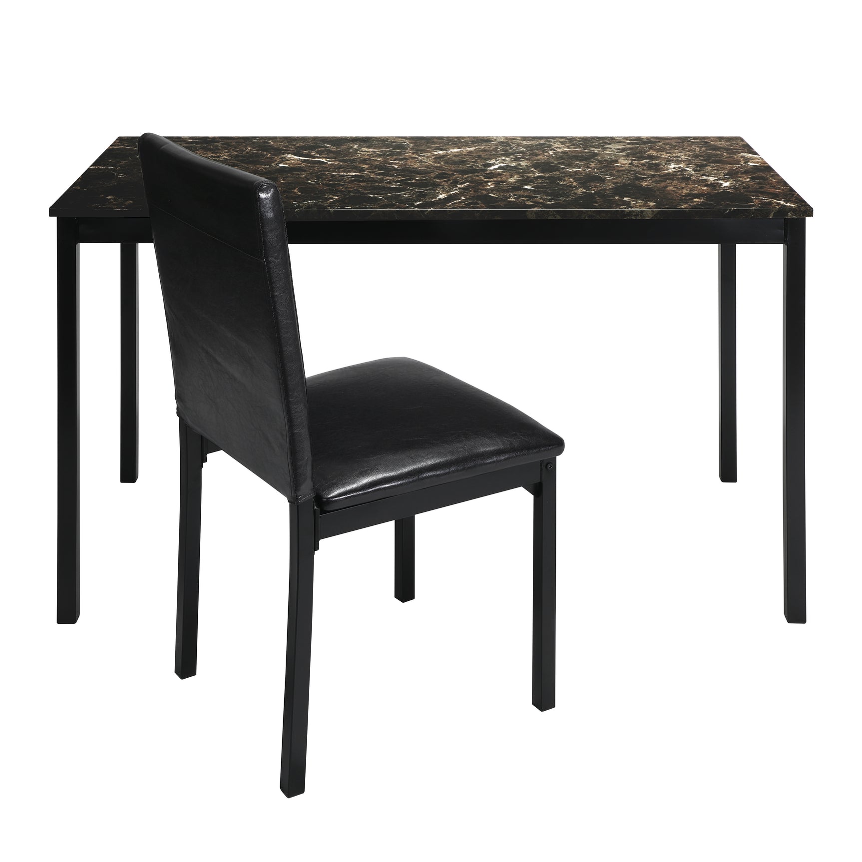 Tempe Rich Faux Marble/Black/Brown Writing Desk and Chair - Ornate Home