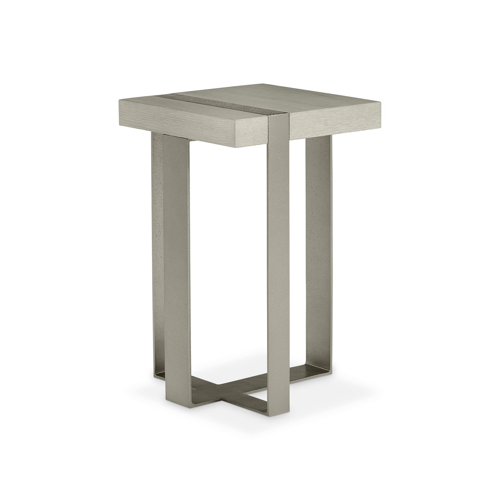 Tempo Satin Nickel/Larza Accent Table - Ornate Home