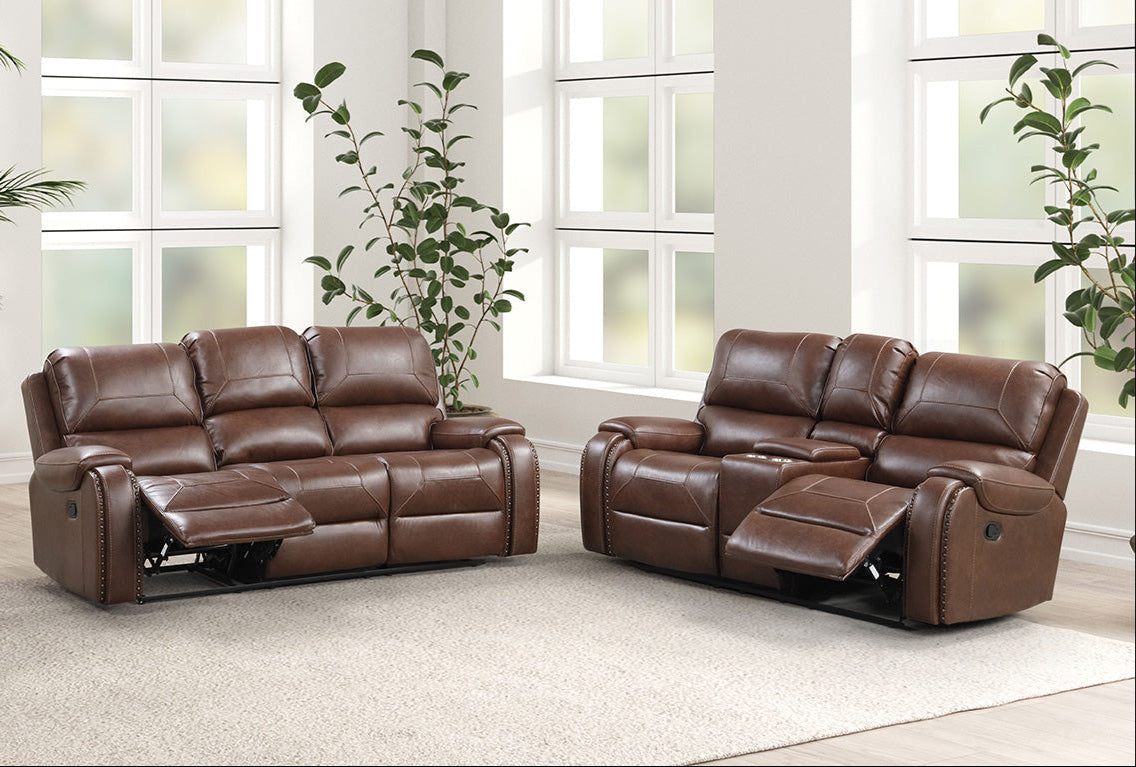 Tepic Brown Leatherette Loveseat - Ornate Home