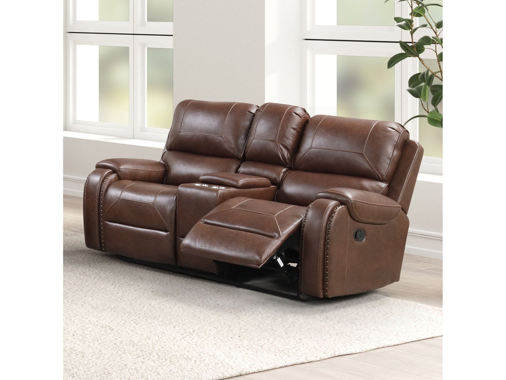 Tepic Brown Leatherette Loveseat - Ornate Home