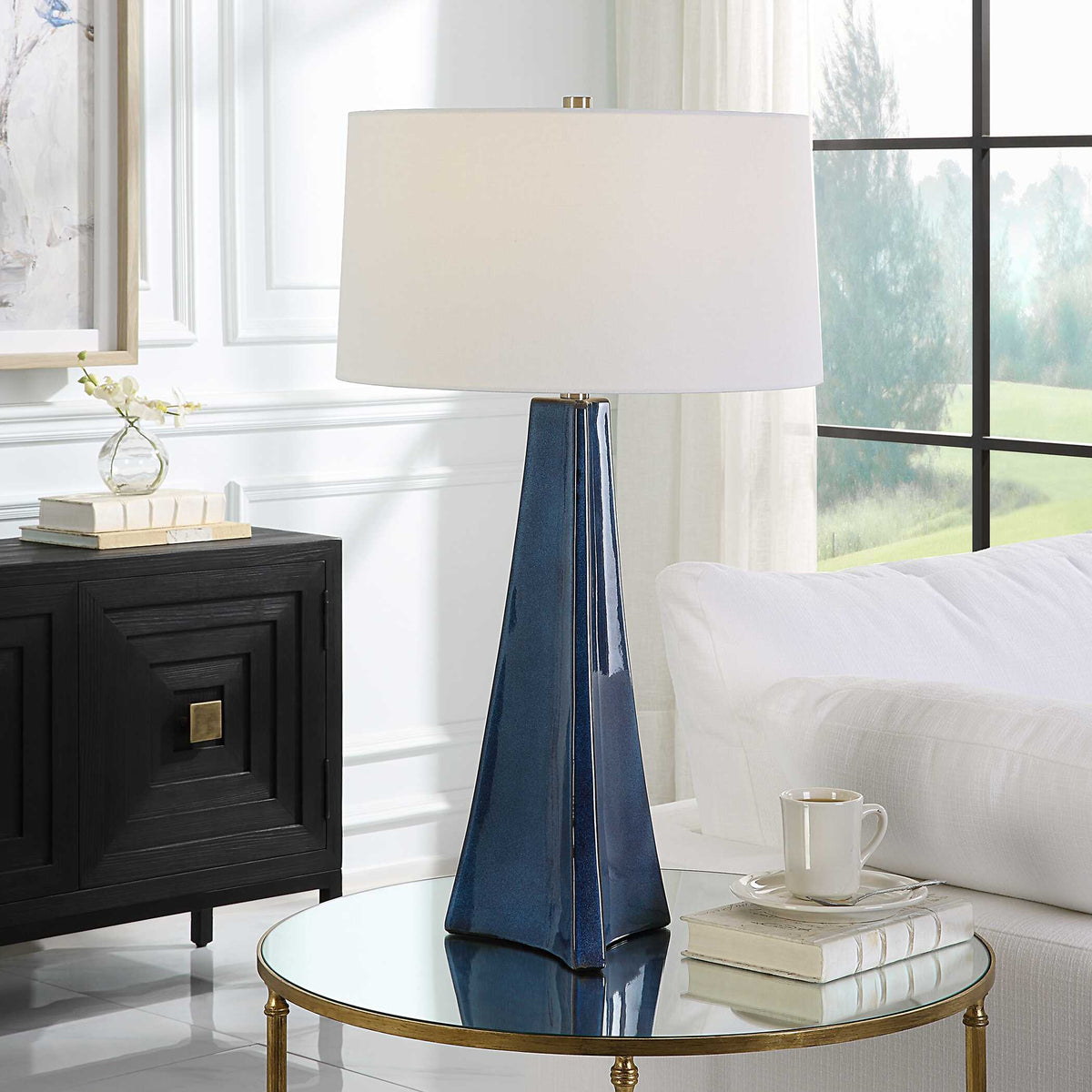 Teramo Blue Scalloped Ceramic Table Lamp - Ornate Home