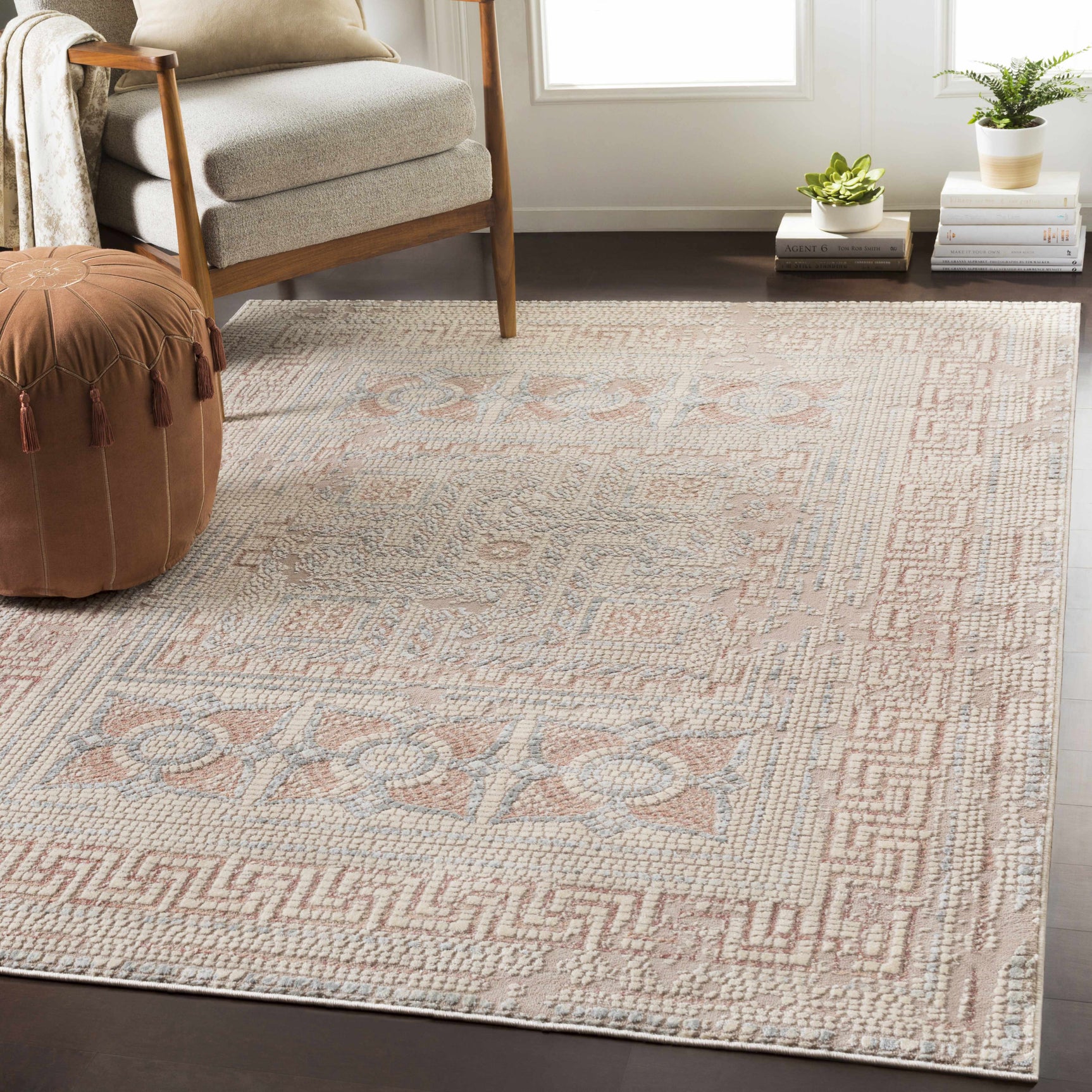 Terlingua Blush Greek Mosaic Carpet - Clearance - Ornate Home