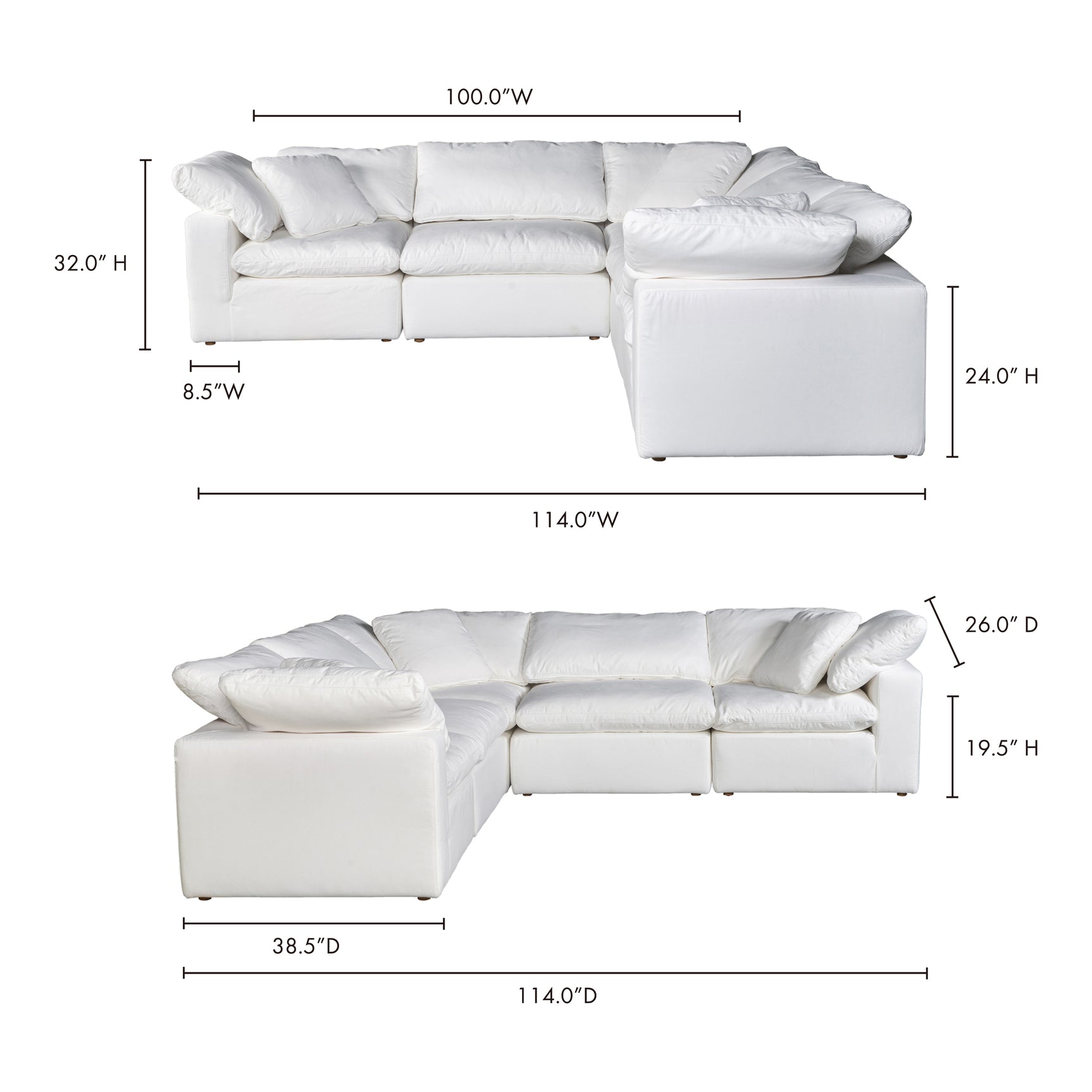 Terra Cream White Condo Classic L Shaped Modular Sectional - Ornate Home