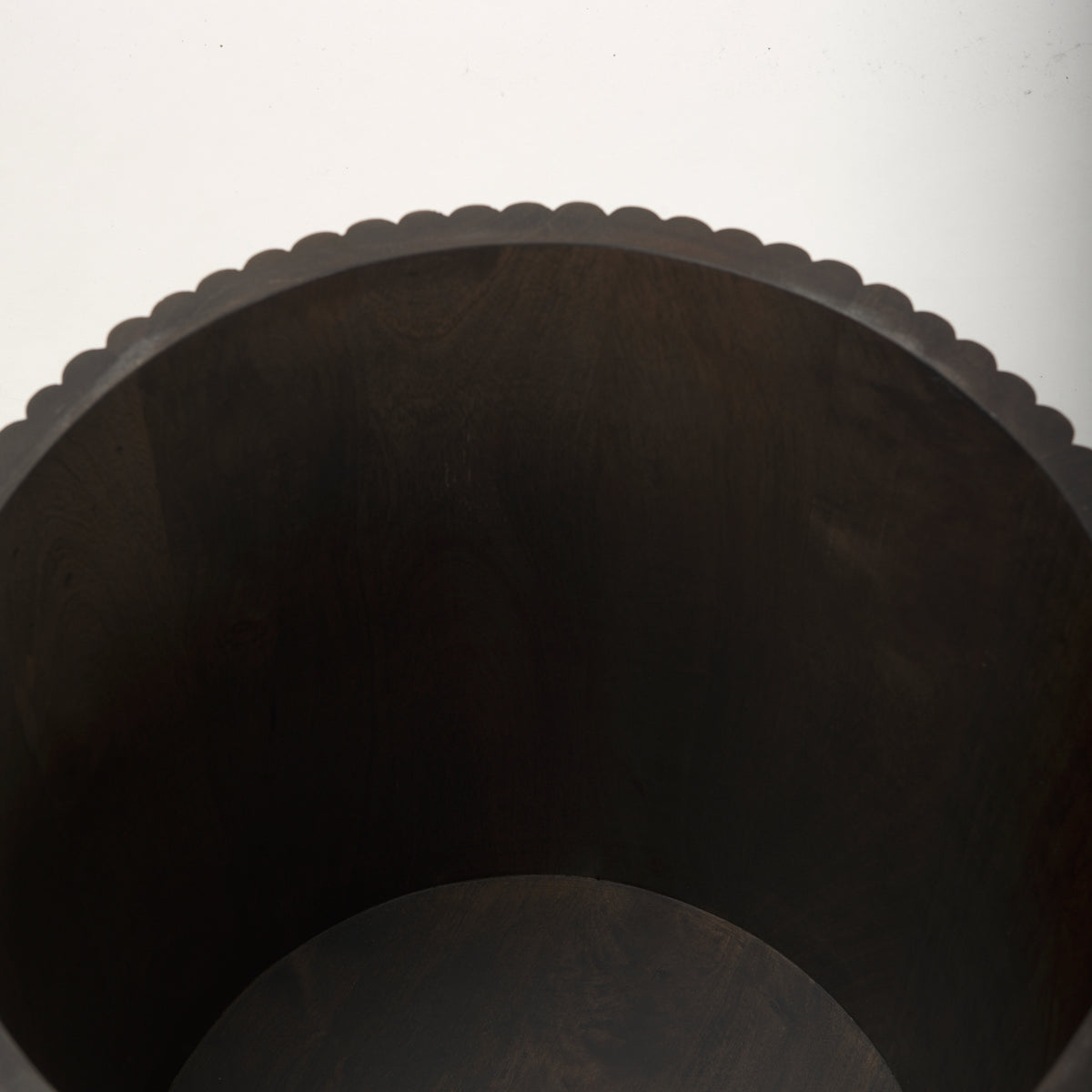 Terra Dark Brown Wood Fluted Round Side Table - Ornate Home