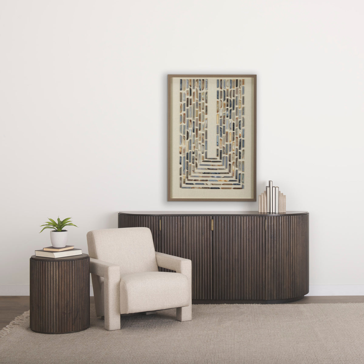Terra Dark Brown Wood Fluted Round Side Table - Ornate Home
