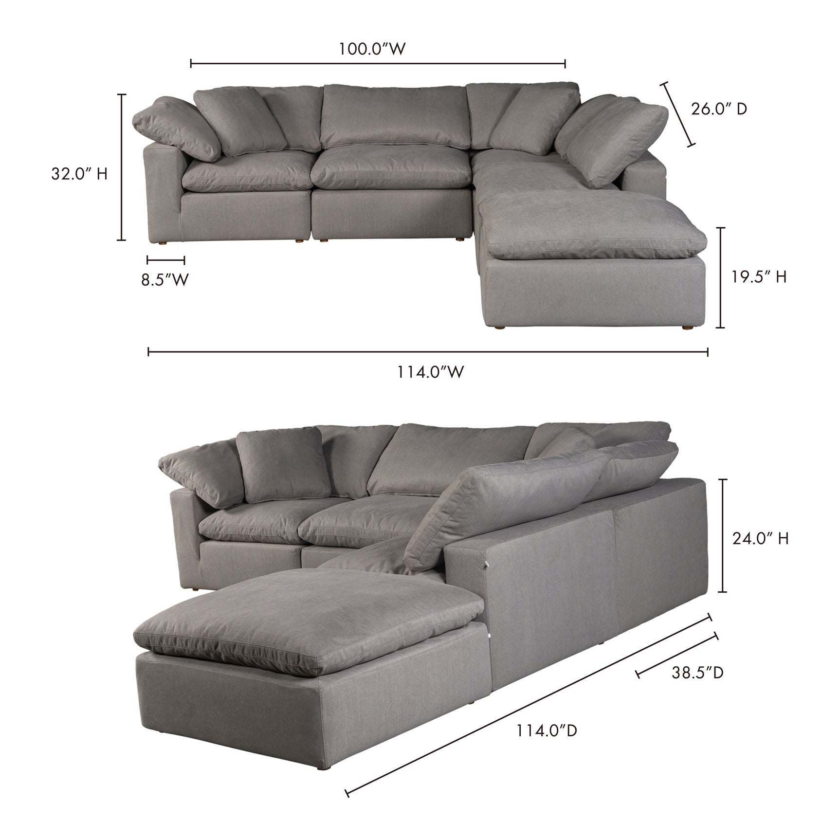 Terra Light Grey Condo Dream Modular Sectional - Ornate Home