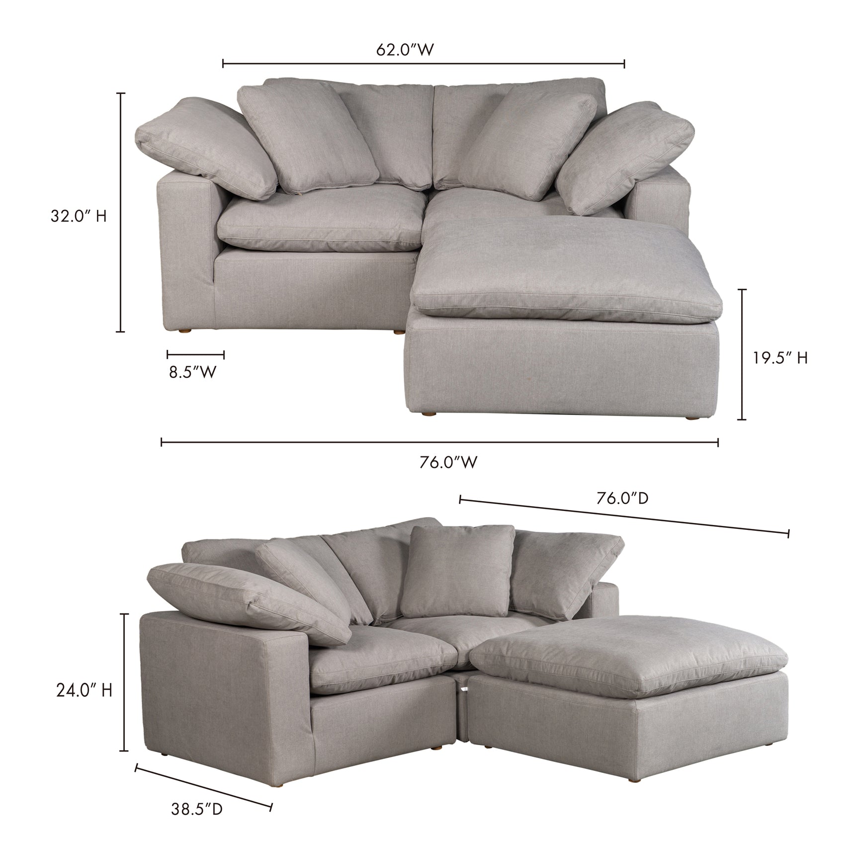 Terra Light Grey Condo Nook Modular Sectional - Ornate Home