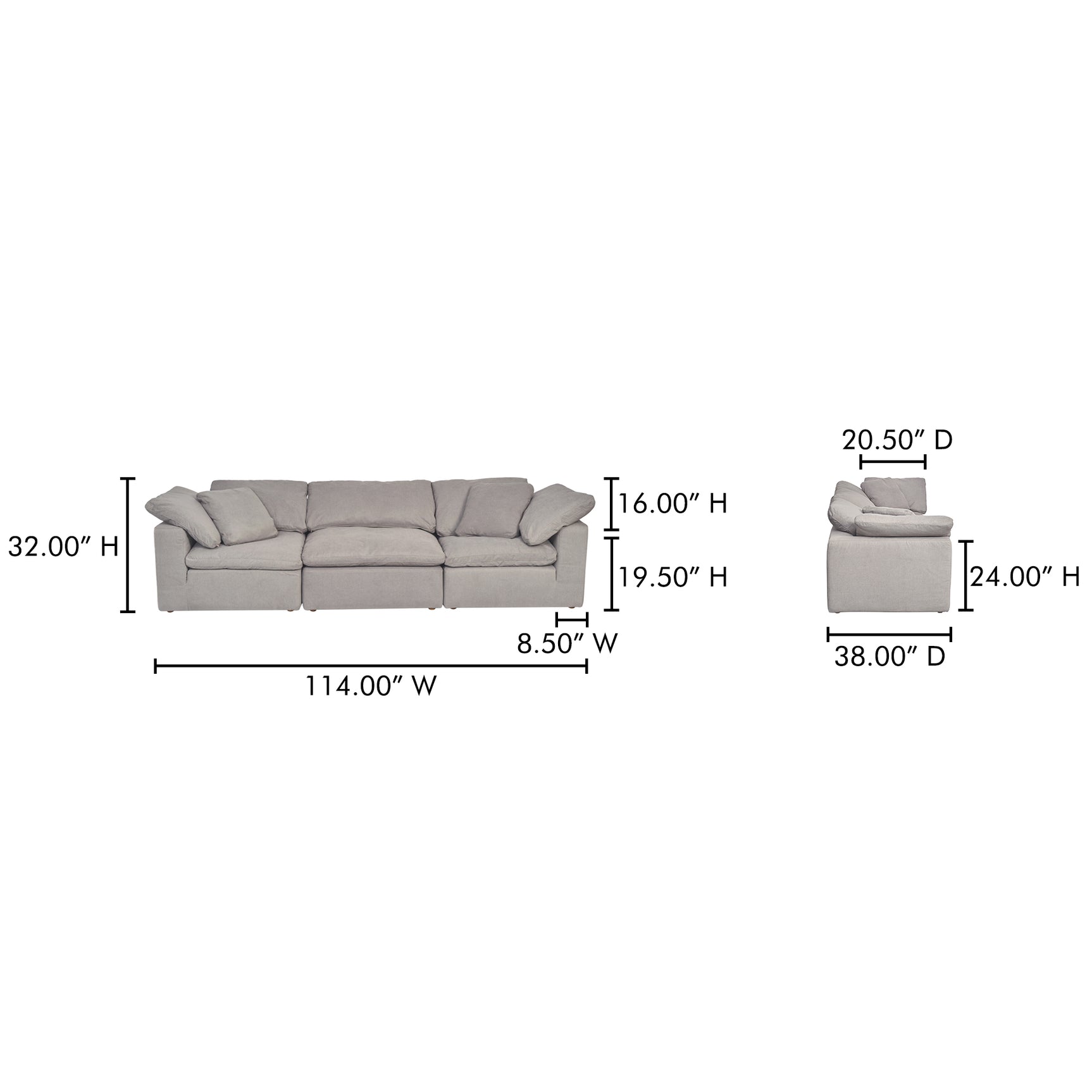 Terra Light Grey Modular Sofa - Ornate Home