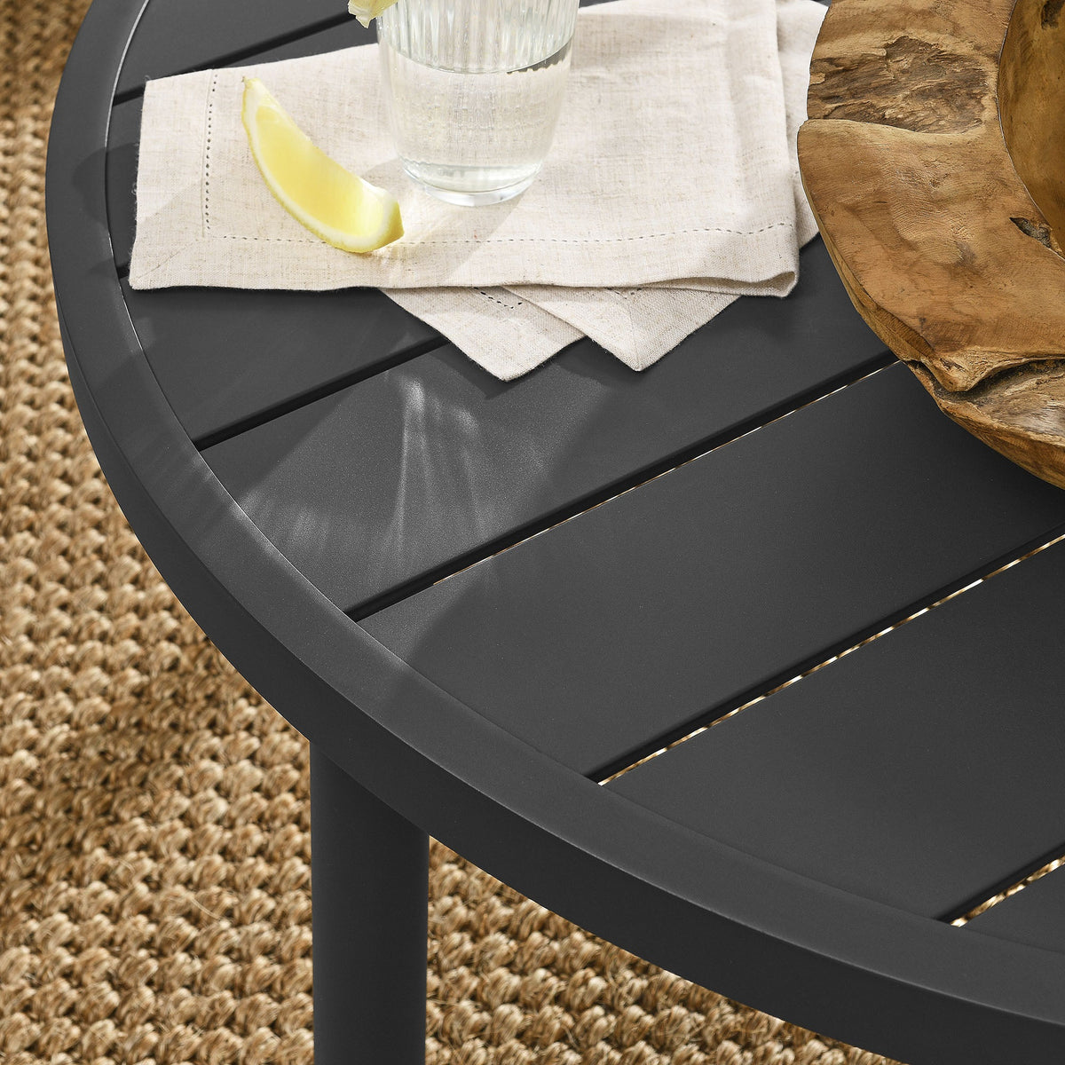 Terrace Graphite 35" Outdoor Patio Aluminum Round Coffee Table - Ornate Home