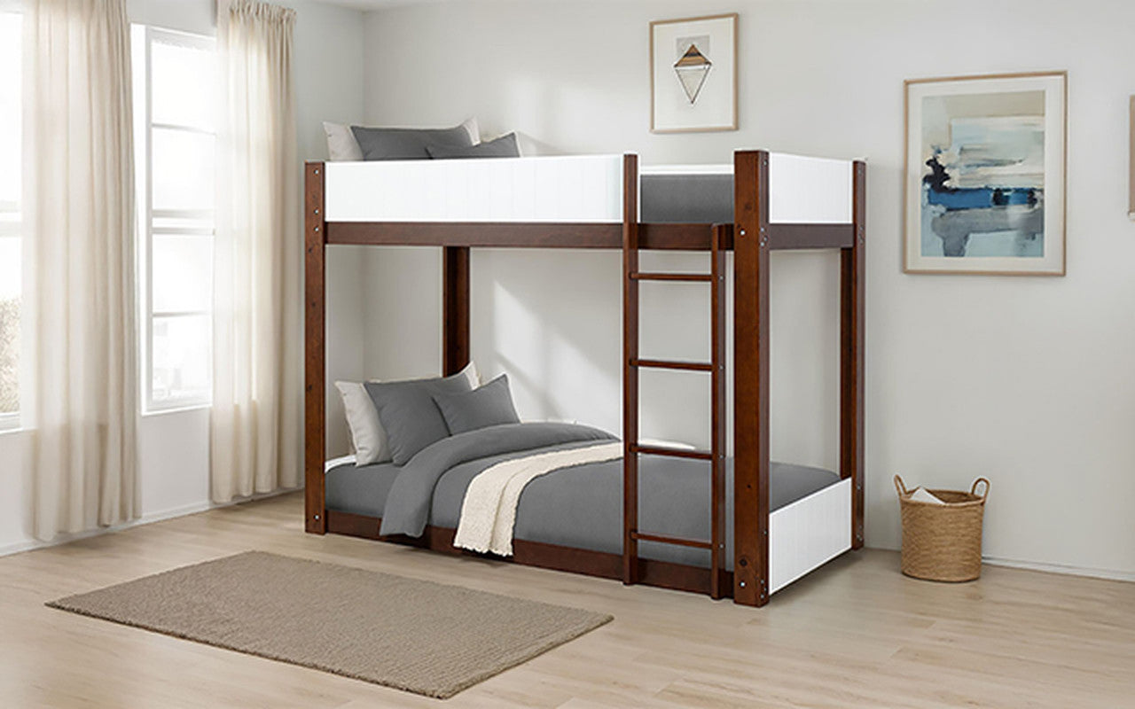 Terri White/Dark Cherry Twin/Twin Bunk Bed - Ornate Home