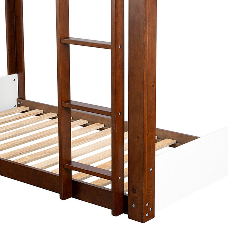 Terri White/Dark Cherry Twin/Twin Bunk Bed+Mattress - Ornate Home