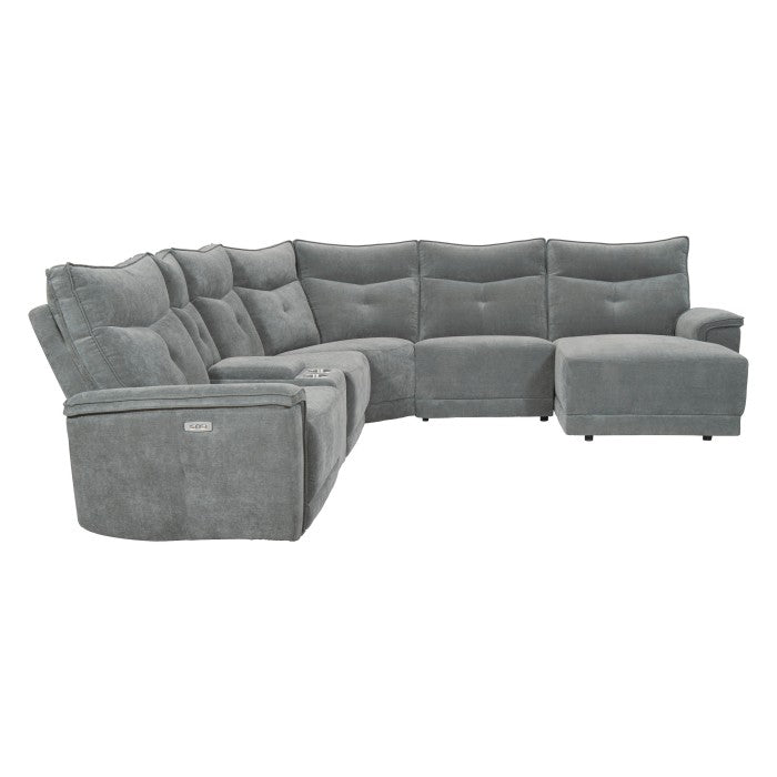 Tesoro Dark Gray 6-Piece Modular Power Reclining Sectional with Right Chaise - Ornate Home