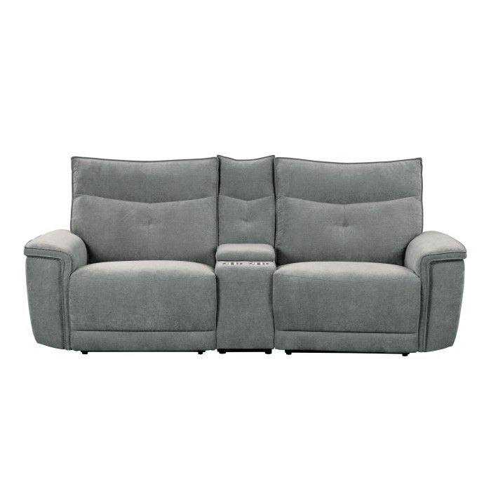 Tesoro Dark Gray Power Double Reclining Loveseat - Ornate Home