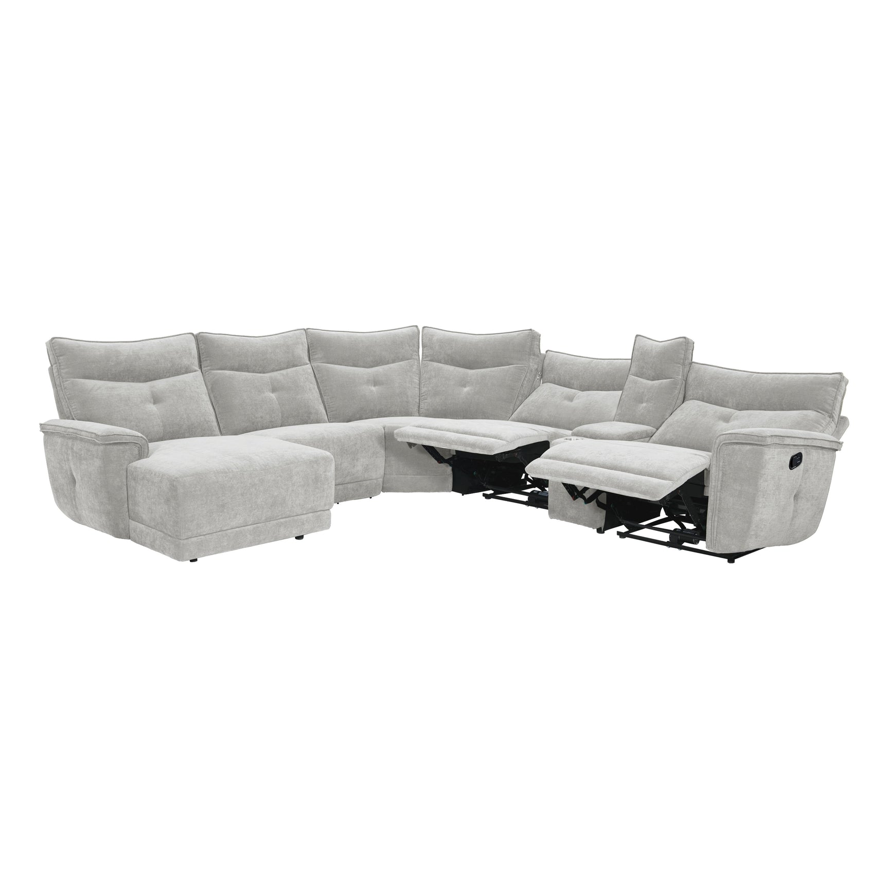 Tesoro Gray 6-Piece Modular Reclining Sectional with Left Chaise - Ornate Home