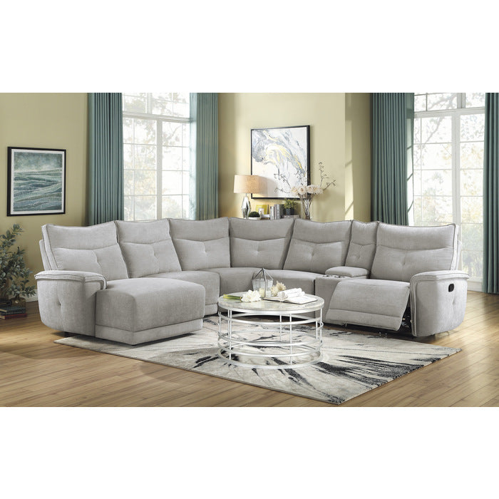 Tesoro Gray 6-Piece Modular Reclining Sectional with Left Chaise - Ornate Home