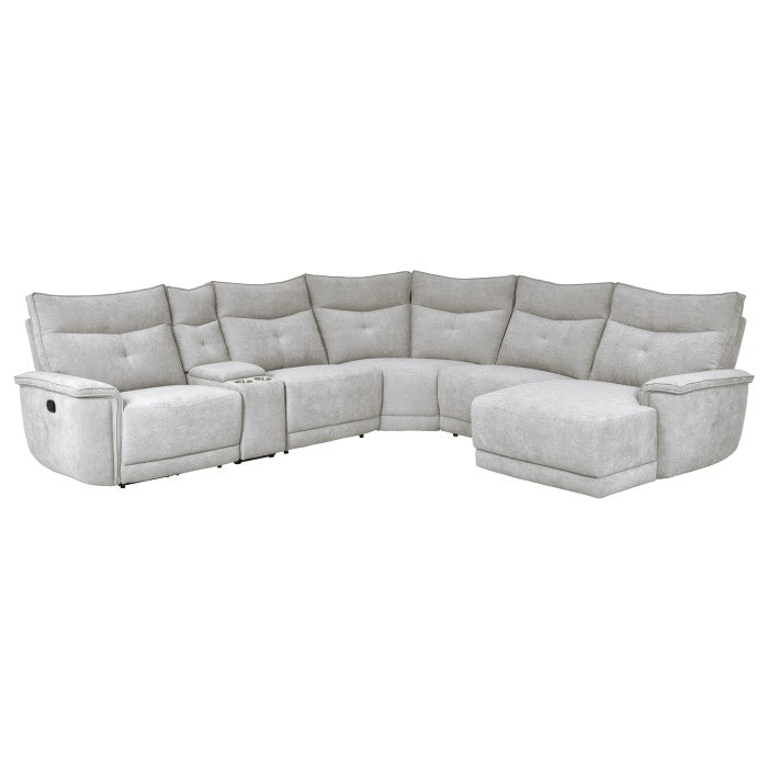 Tesoro Mist Gray 6-Piece Modular Reclining Sectional with Right Chaise - Ornate Home