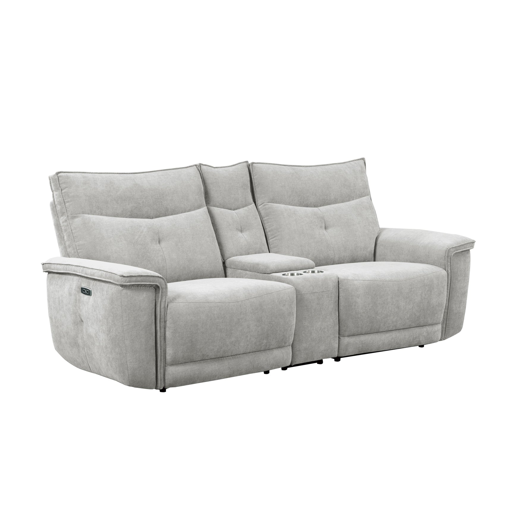 Tesoro Mist Gray Power Double Reclining Loveseat - Ornate Home
