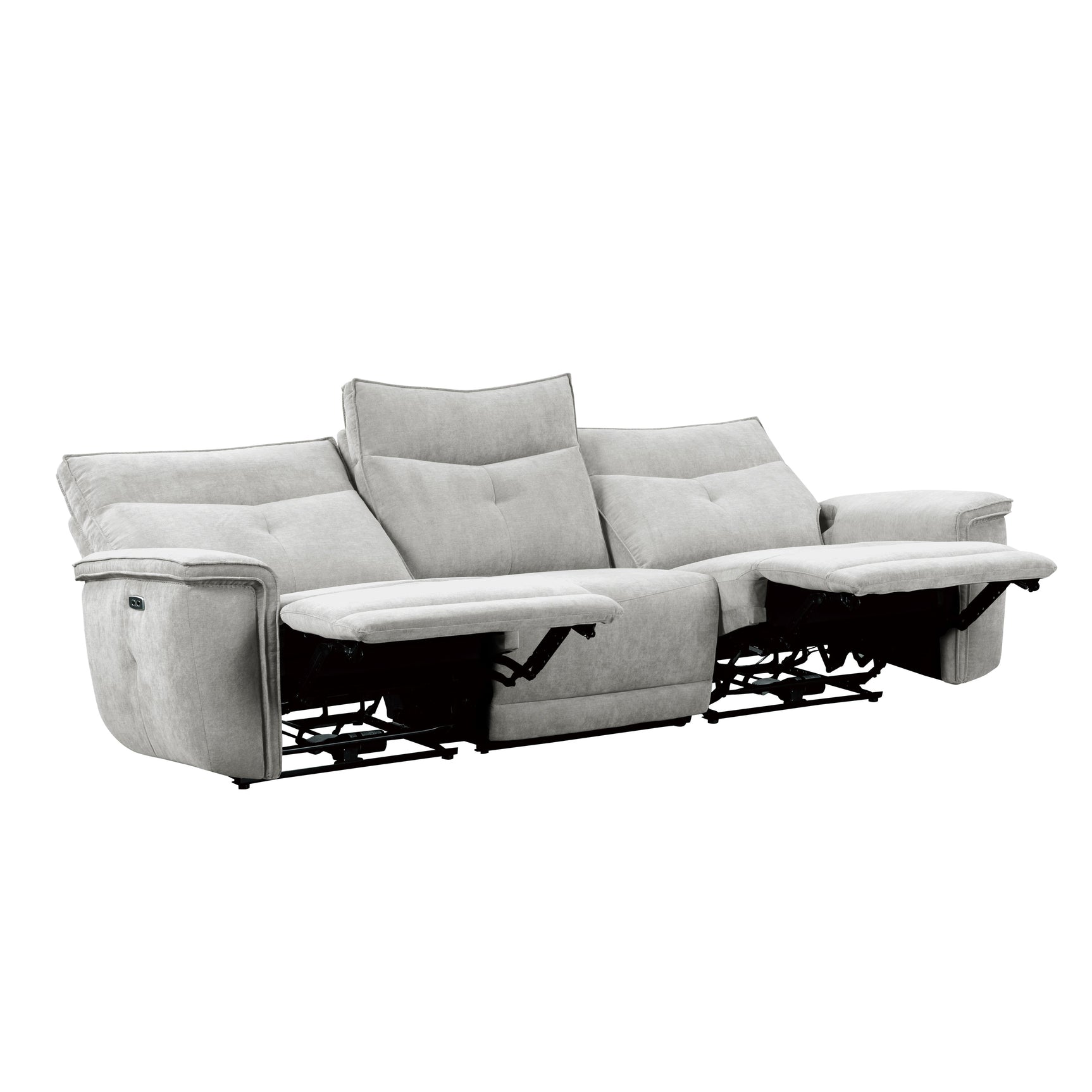 Tesoro Mist Gray Power Double Reclining Sofas - Ornate Home