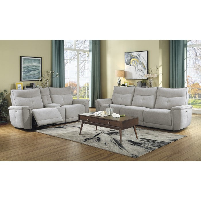 Tesoro Mist Gray Power Double Reclining Sofas - Ornate Home
