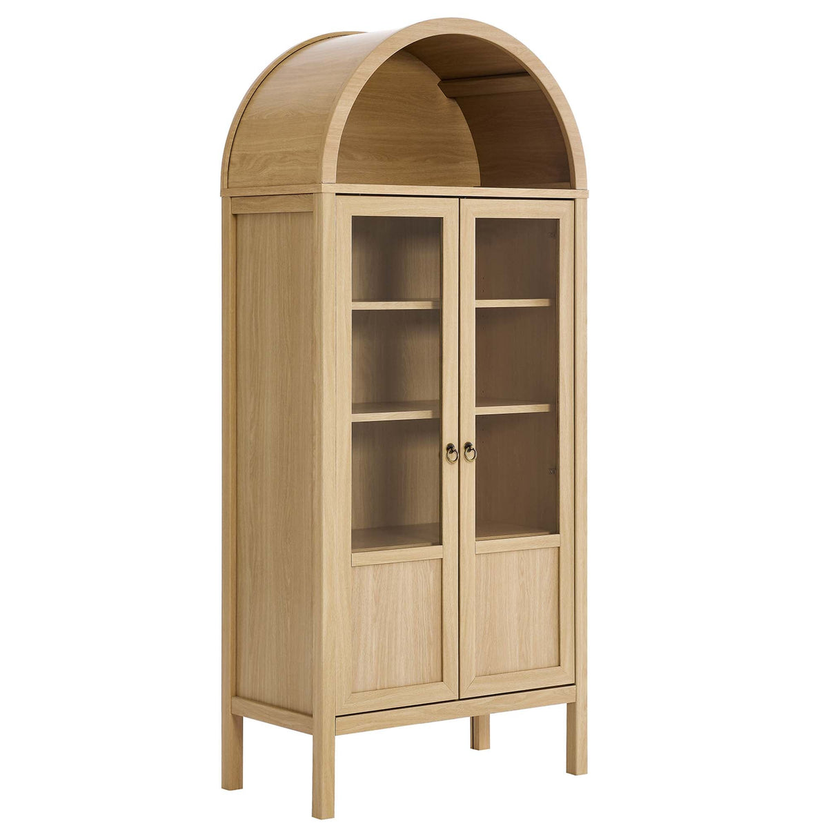 Tessa Oak Tall Arched Storage Display Cabinet - Ornate Home
