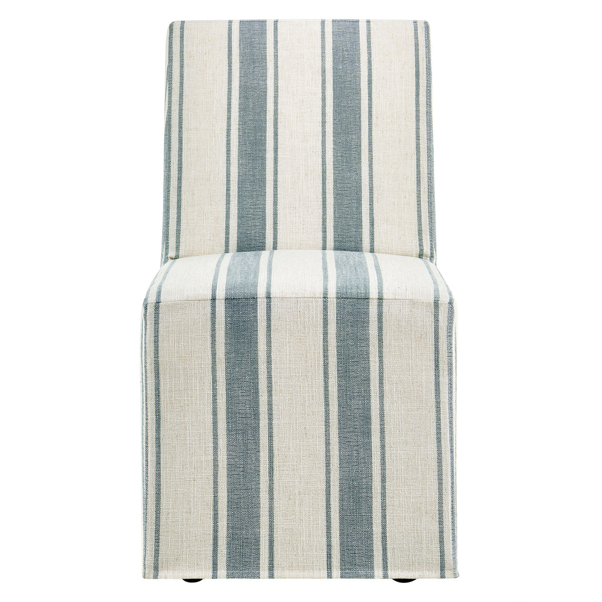 Tessera Blue Stripe Striped Slipcovered Dining Side Chair - Ornate Home