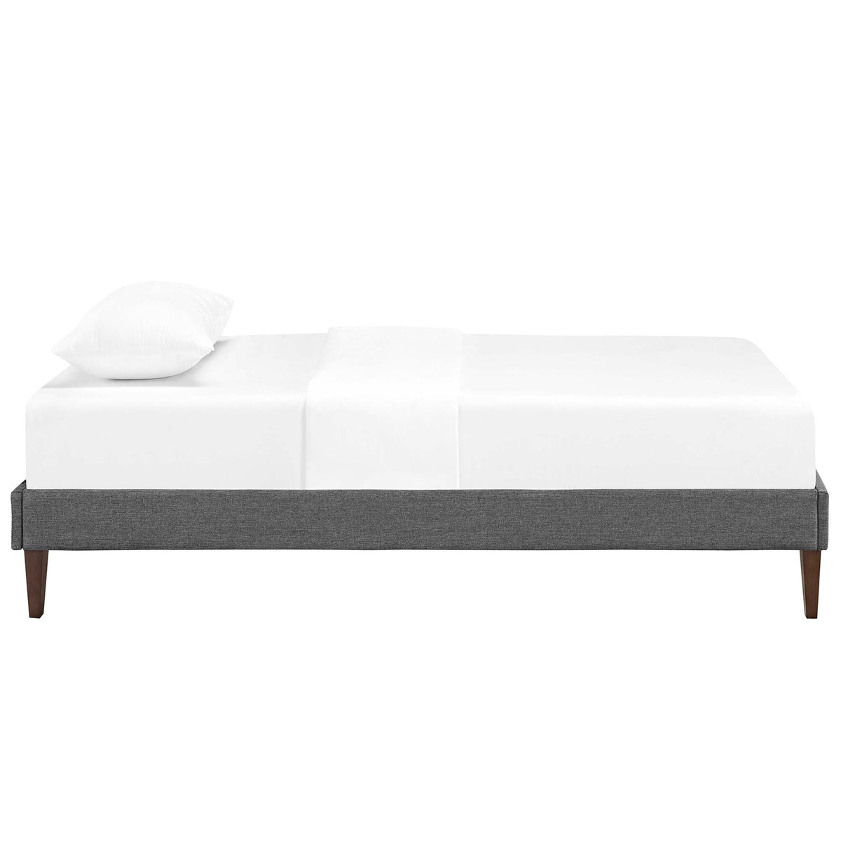 Tessie Gray Fabric Twin Bed Frame with Squared Tapered Legs - Ornate Home
