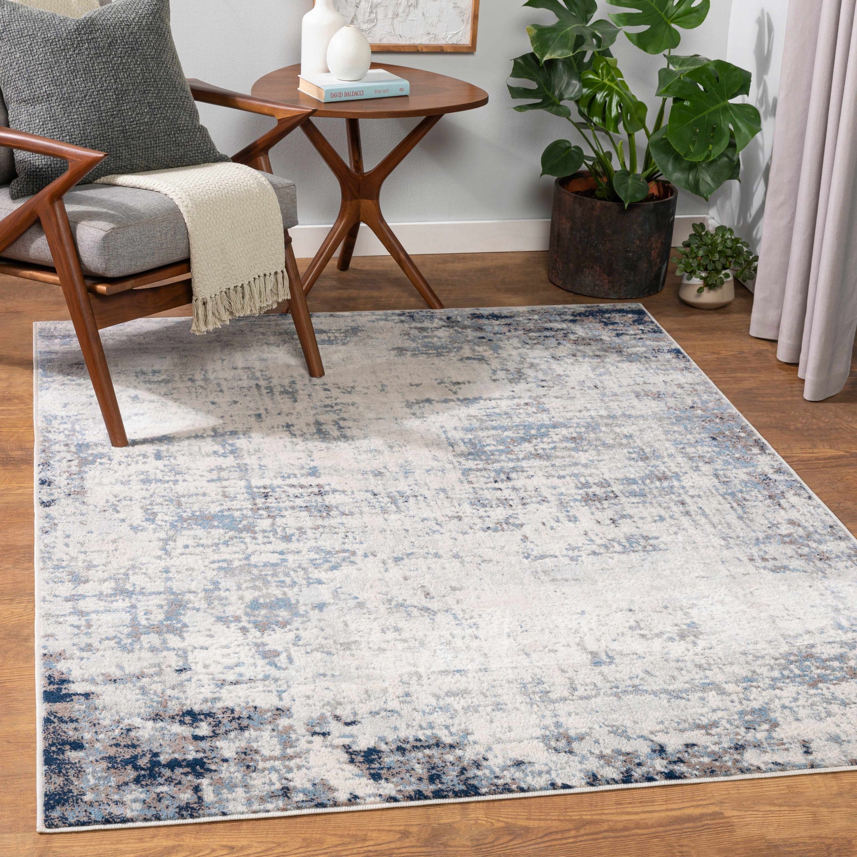 Texanna Abstract Blue/Gray Area Rug - Ornate Home