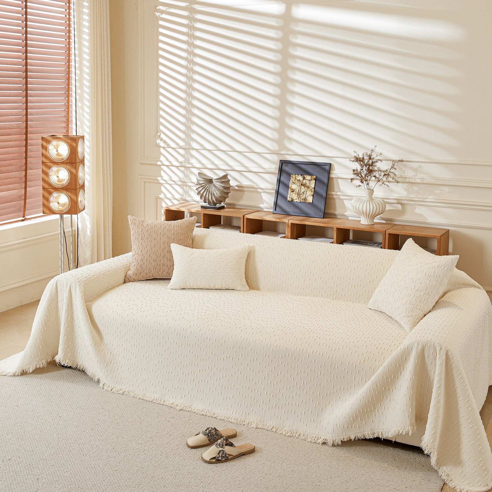 Textured Throw Blanket with 3D Dobby Weave, Minimalist Furniture Protector for Couch - Ornate Home