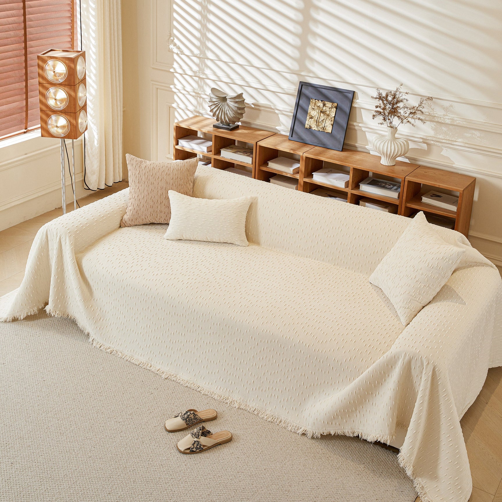 Textured Throw Blanket with 3D Dobby Weave, Minimalist Furniture Protector for Couch - Ornate Home