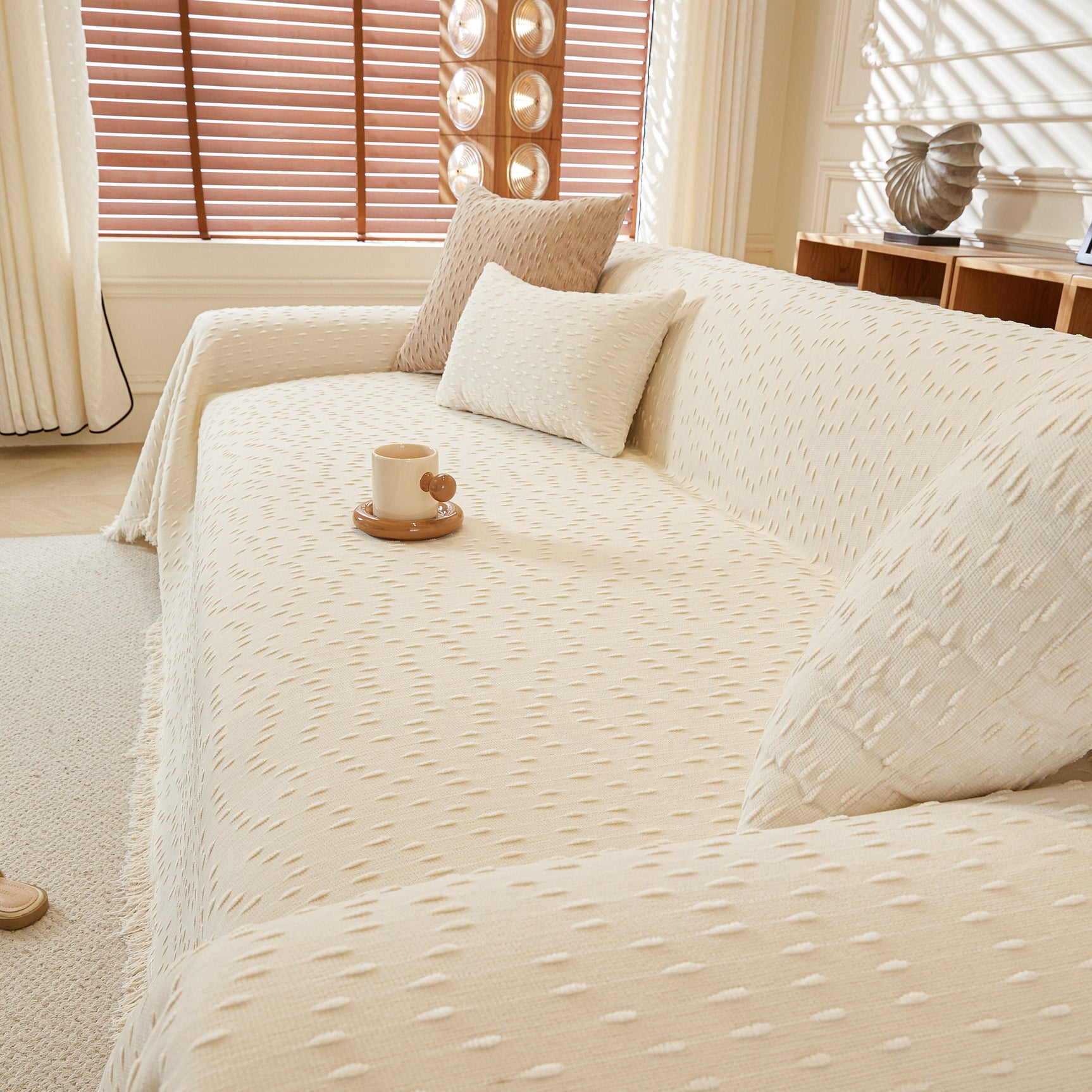 Textured Throw Blanket with 3D Dobby Weave, Minimalist Furniture Protector for Couch - Ornate Home