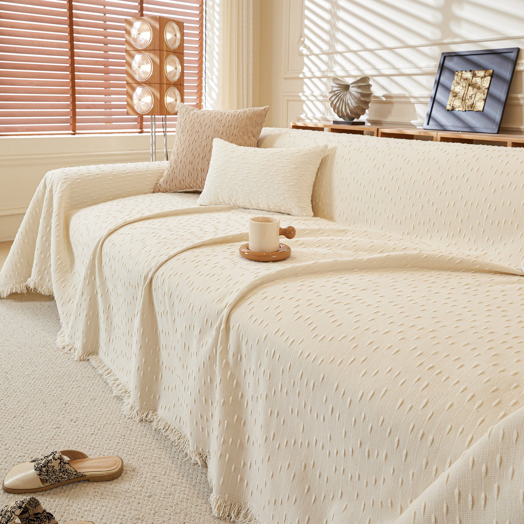 Textured Throw Blanket with 3D Dobby Weave, Minimalist Furniture Protector for Couch - Ornate Home