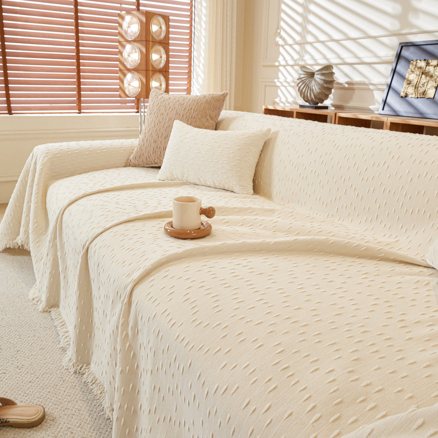 Textured Throw Blanket with 3D Dobby Weave, Minimalist Furniture Protector for Couch - Ornate Home