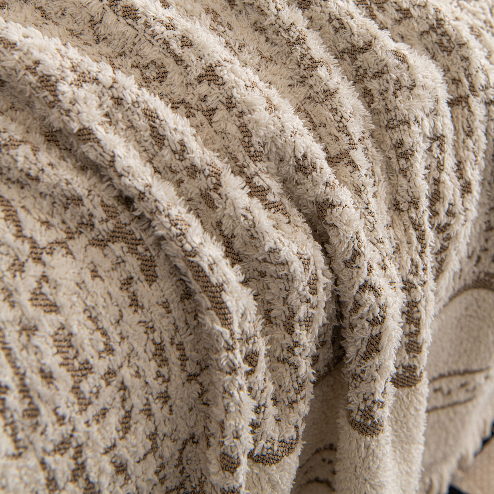 Textured Woven Furniture Protector for Couch, Rustic Farmhouse Sofa Throw Blanket - Ornate Home