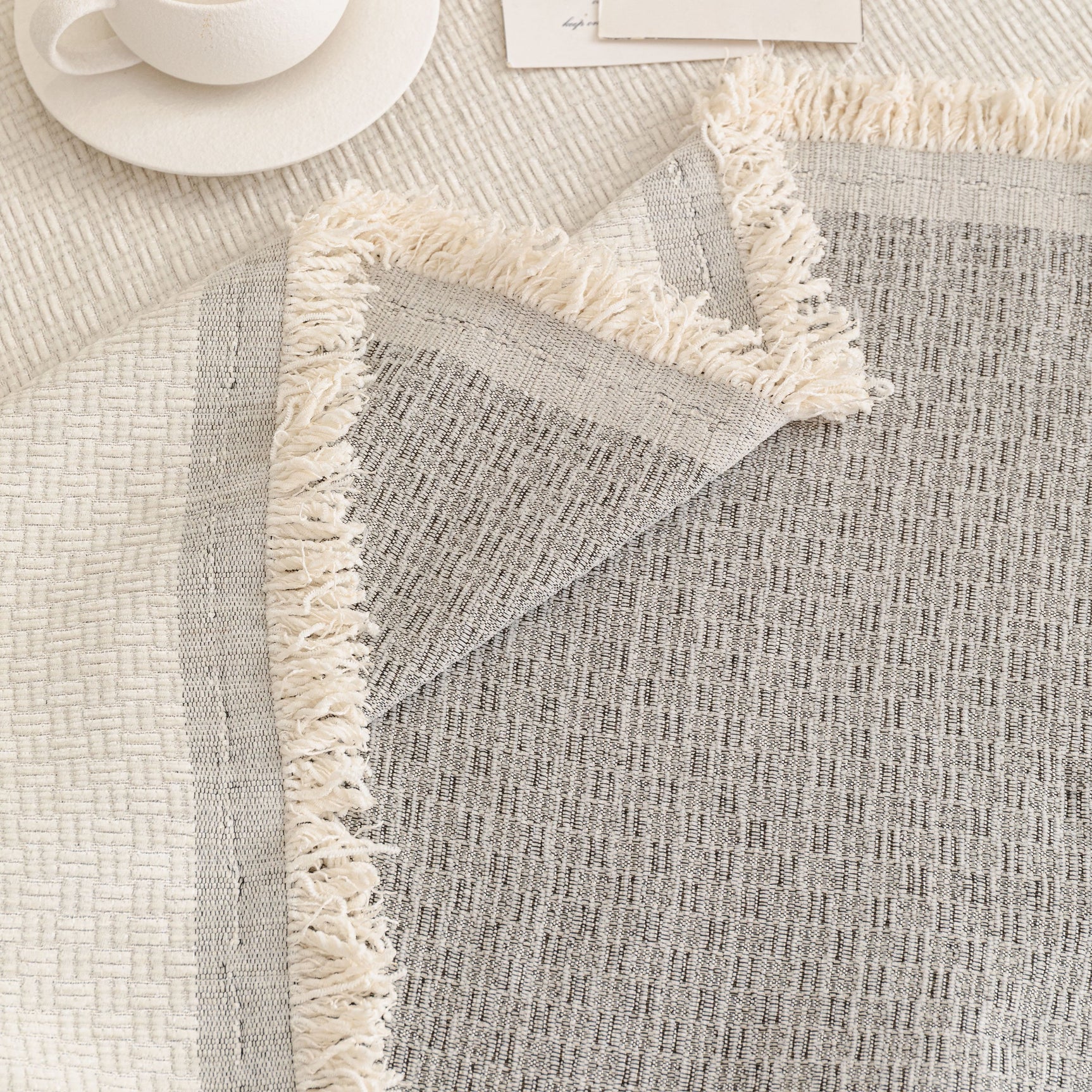 Textured Woven Modern Sofa Cover, Natural Blend Decorative Couch Throw Blanket - Ornate Home