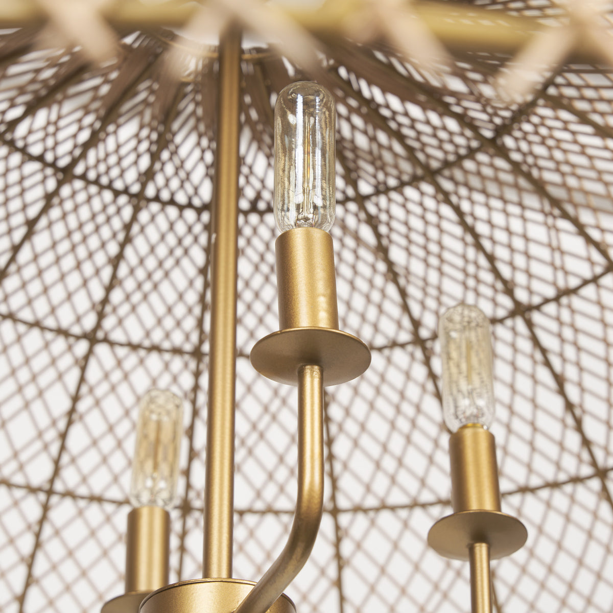 Thad Natural 4-Light Woven Rattan Dome Chandelier - Ornate Home