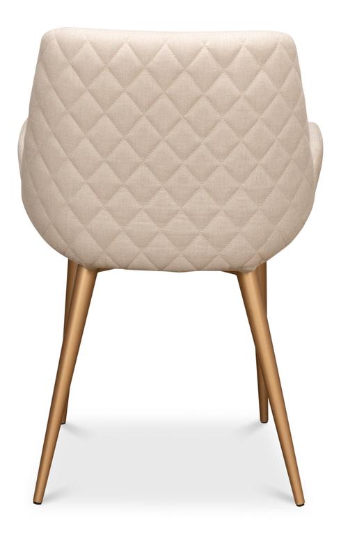 Thao White Linen Gold Legs Chair - Ornate Home