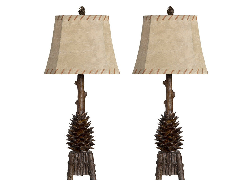 The Standing Pinecone Brown Table Lamp (Set of 2) - Ornate Home