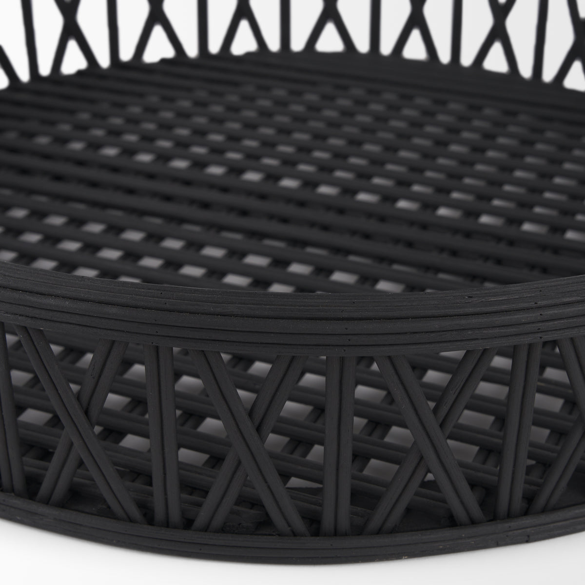 Thea Matte Black Wicker Trays (Set of 2) - Ornate Home