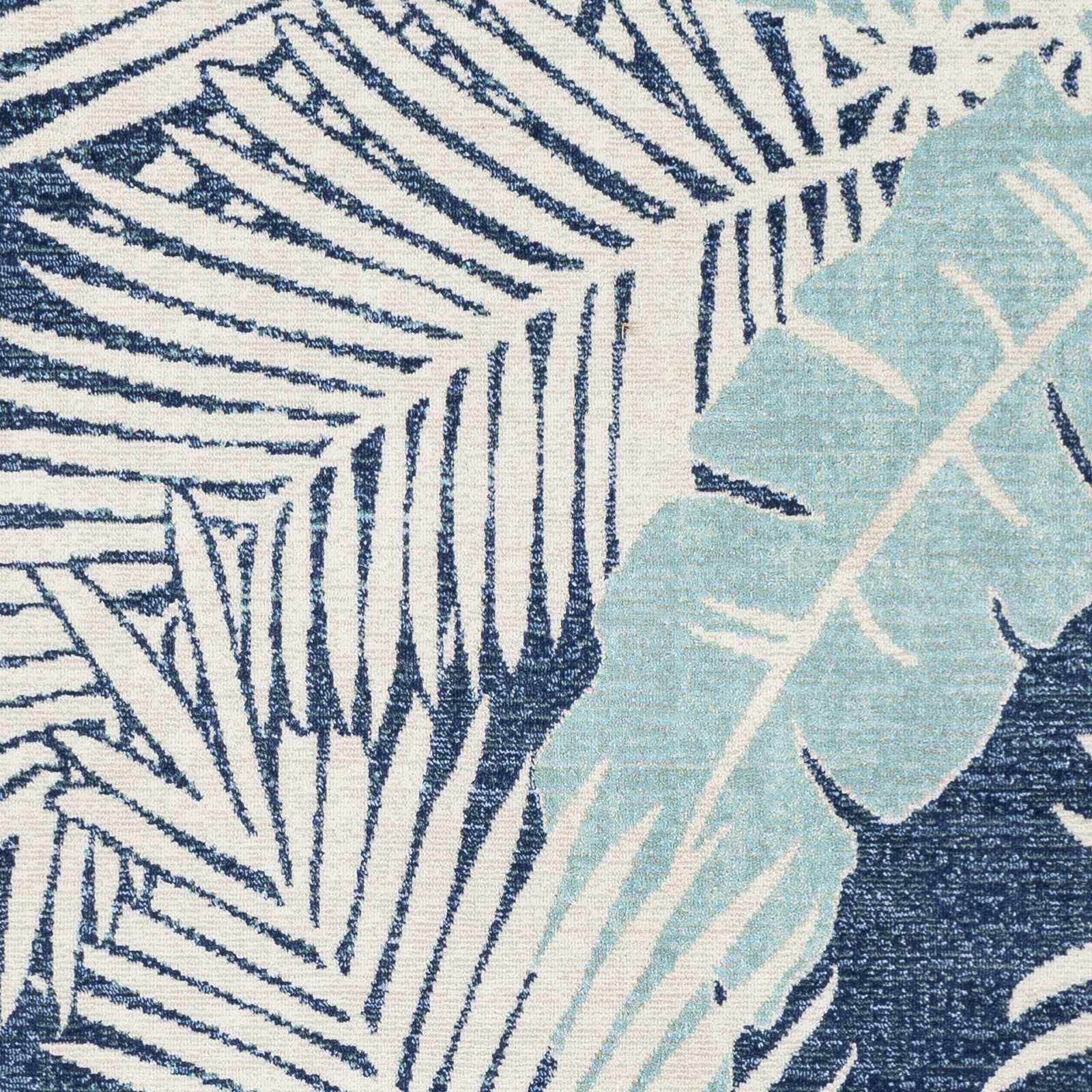 Thebarton Coastal Blue Palm Area Rug - Ornate Home