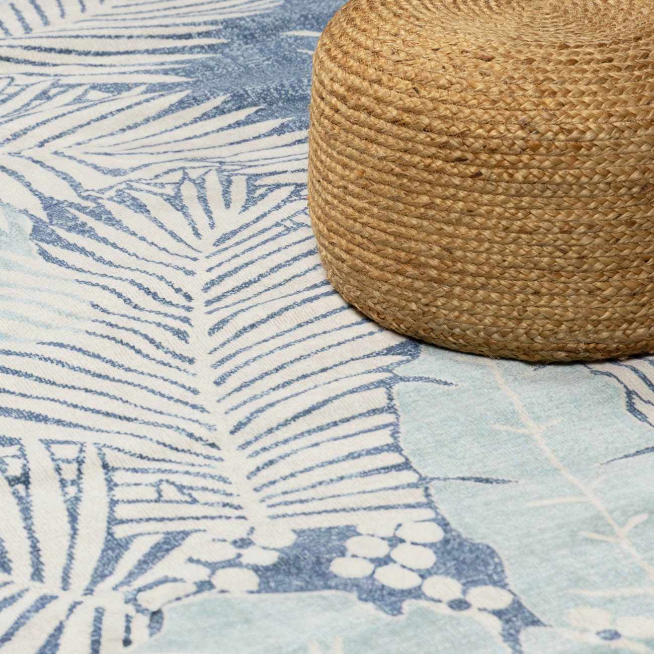 Thebarton Coastal Blue Palm Outdoor Area Rug - Ornate Home