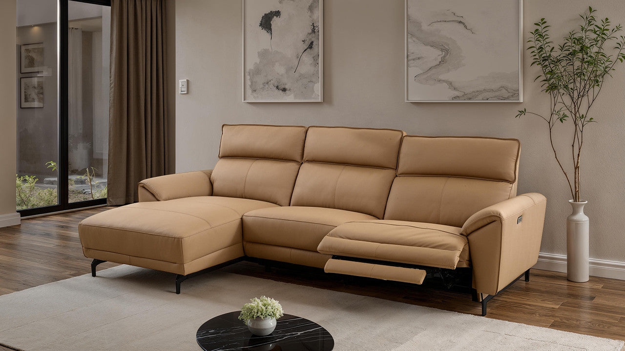 Themis Light Brown Power Sectional - Ornate Home