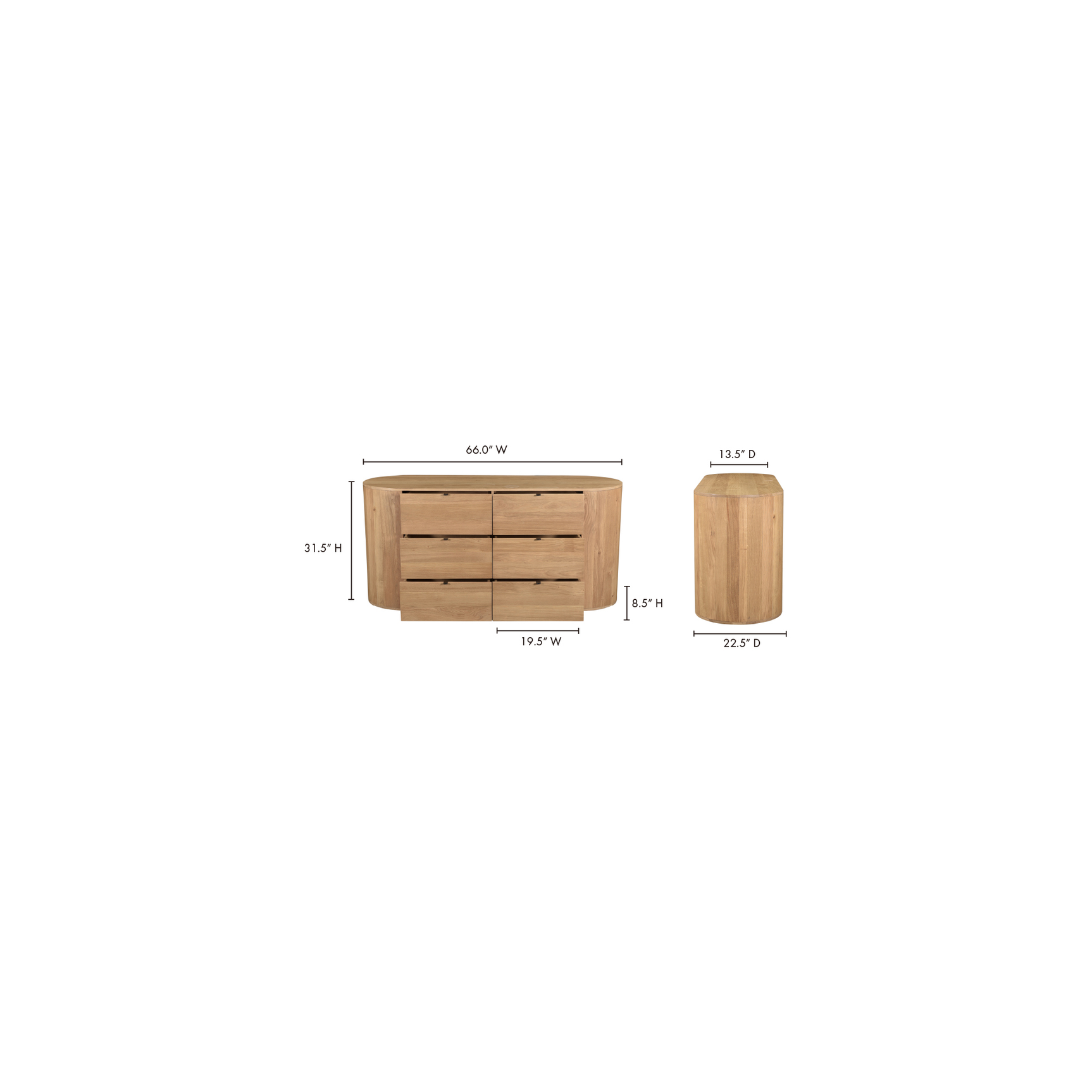 Theo Natural 6 Drawer Dresser - Ornate Home