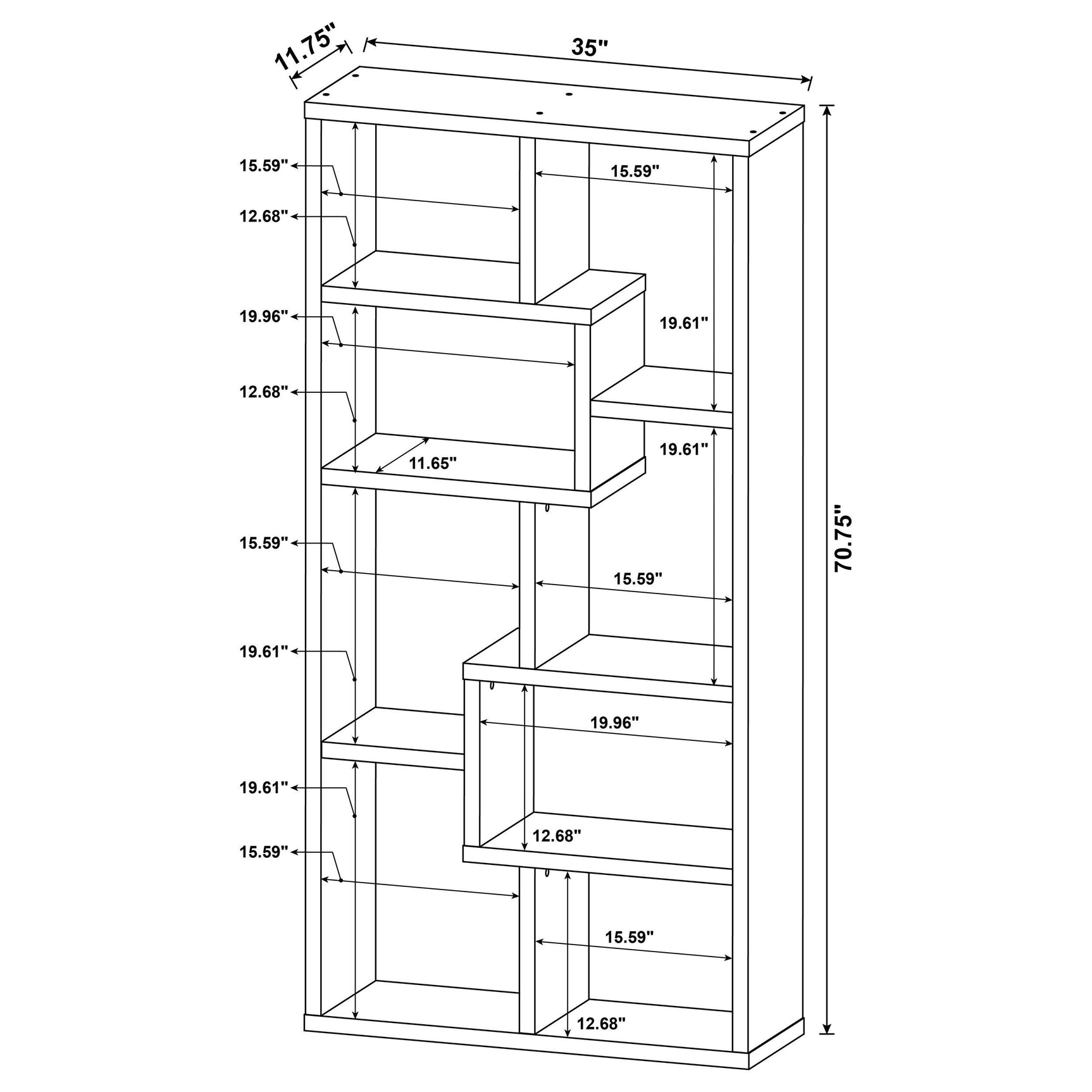 Theo White 71-inch 7-shelf Bookshelf - Ornate Home