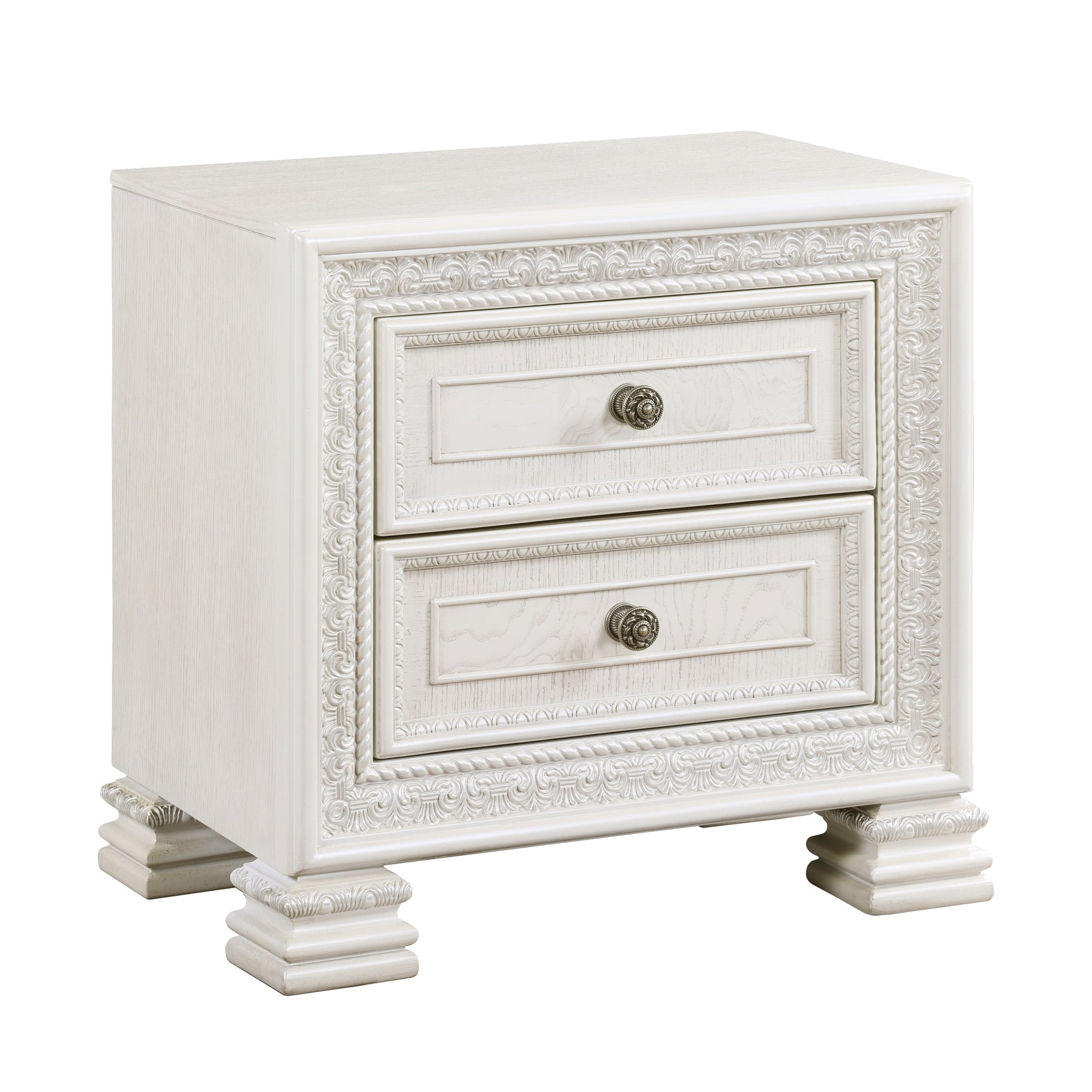 Theodora Pearl white 5-Piece Queen Bedroom Set - Ornate Home