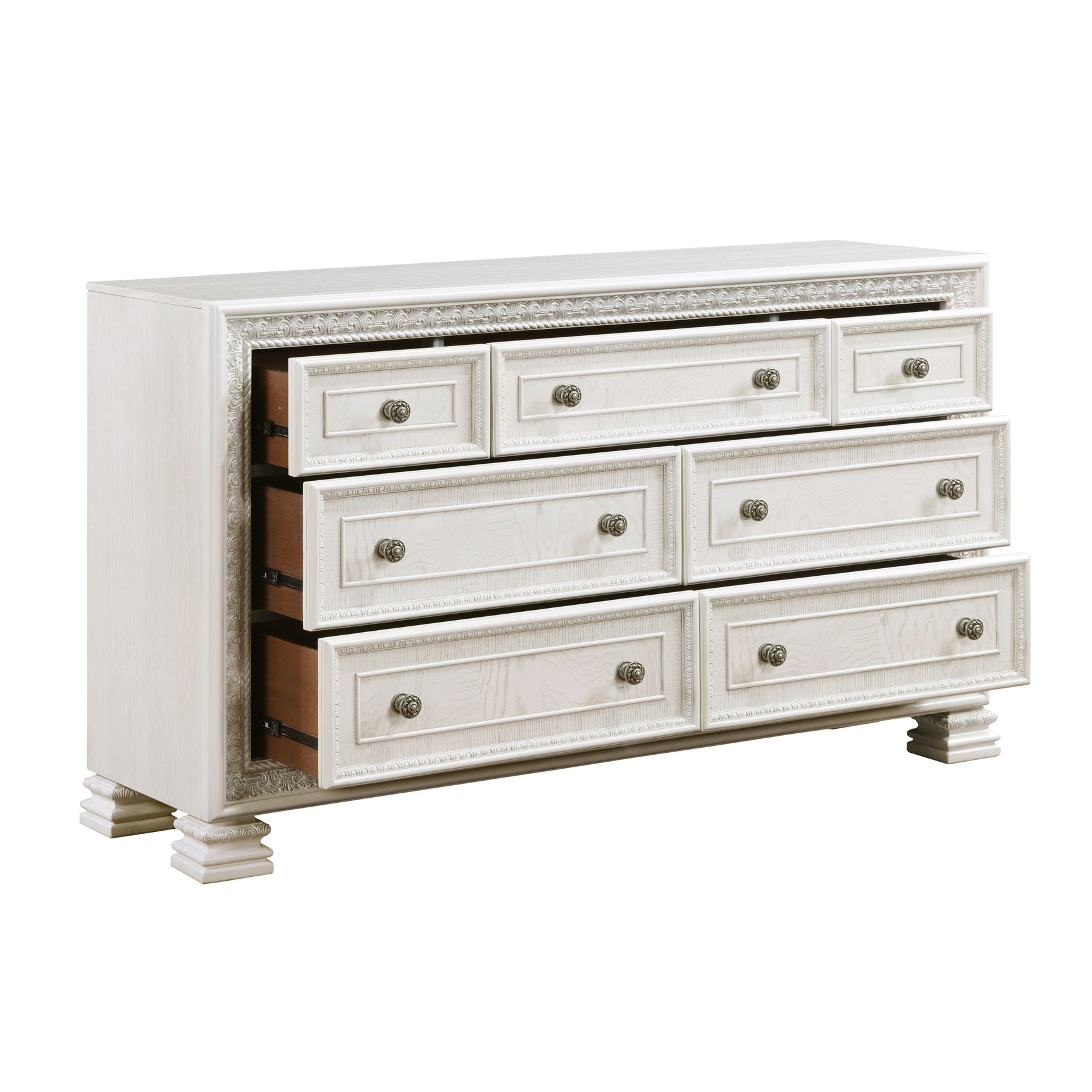 Theodora Pearl white 5-Piece Queen Bedroom Set - Ornate Home