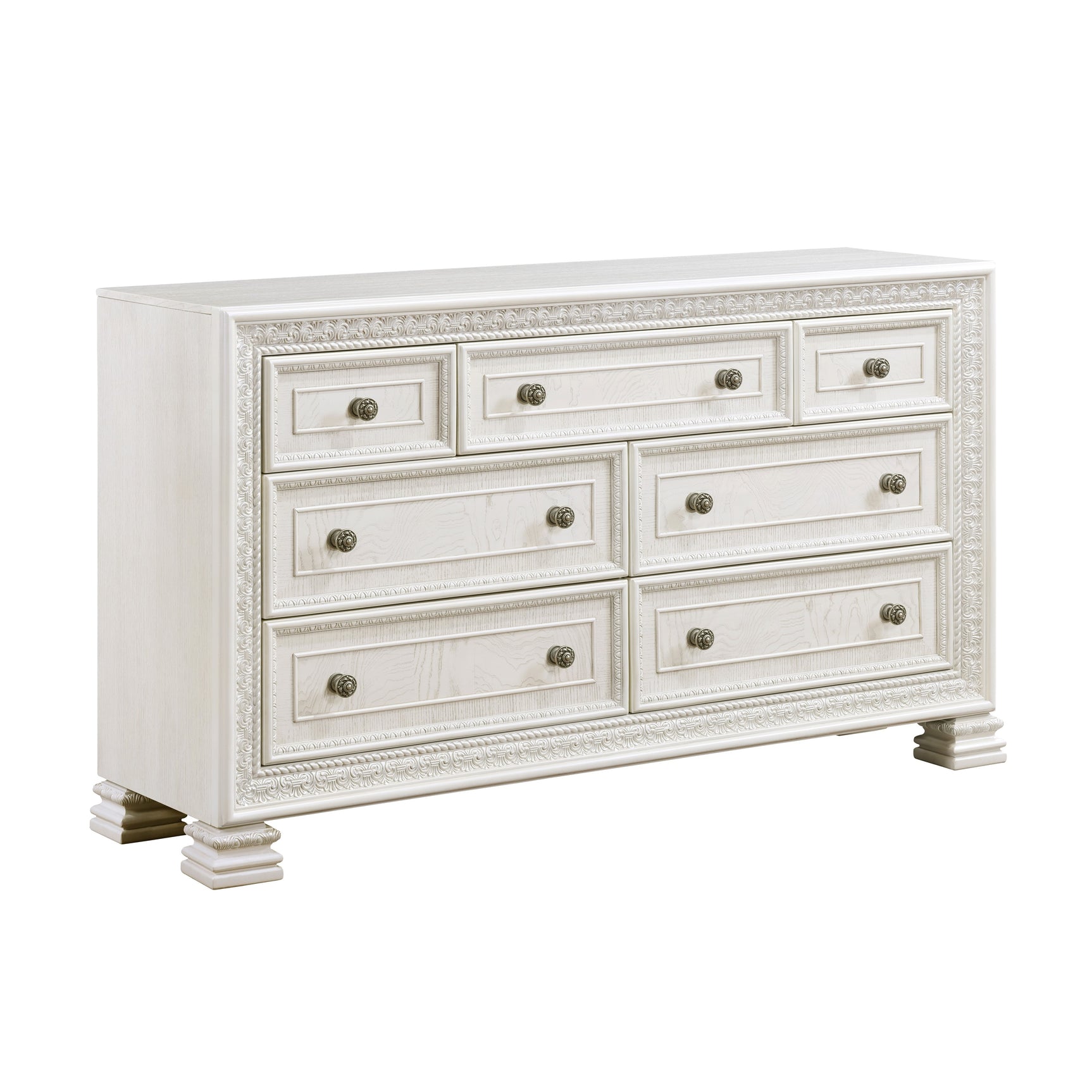 Theodora Pearl white 5-Piece Queen Bedroom Set - Ornate Home